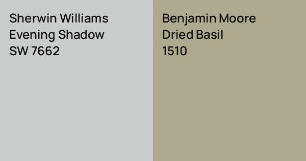 Sherwin Williams Evening Shadow vs. Benjamin Moore Dried Basil comparison