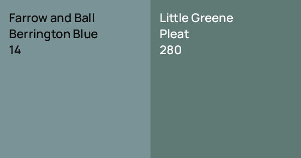 Farrow and Ball Berrington Blue vs. Little Greene Pleat comparison