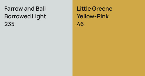 Farrow and Ball Borrowed Light vs. Little Greene Yellow-Pink comparison