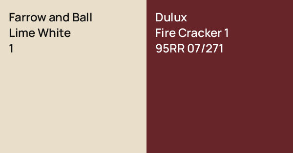 Farrow and Ball Lime White vs. Dulux Fire Cracker 1 comparison