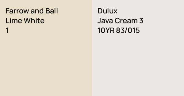 Farrow and Ball Lime White vs. Dulux Java Cream 3 comparison