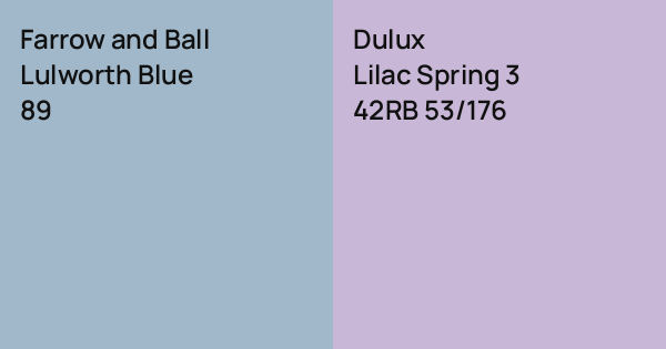 Farrow and Ball Lulworth Blue vs. Dulux Lilac Spring 3 comparison