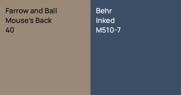Farrow and Ball Mouse's Back vs. Behr Inked comparison