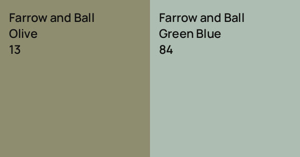 Farrow and Ball Olive vs. Farrow and Ball Green Blue comparison