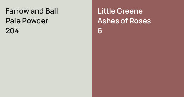 Farrow and Ball Pale Powder vs. Little Greene Ashes of Roses comparison