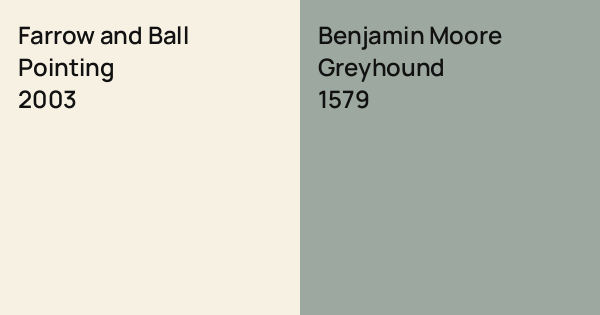 Farrow and Ball Pointing vs. Benjamin Moore Greyhound comparison