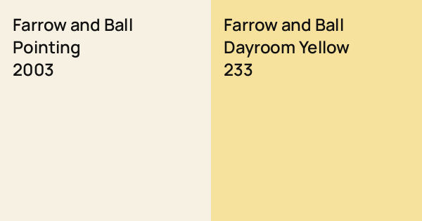 Farrow and Ball Pointing vs. Farrow and Ball Dayroom Yellow comparison