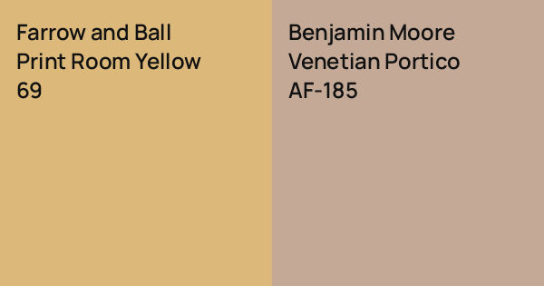 Farrow and Ball Print Room Yellow vs. Benjamin Moore Venetian Portico ...