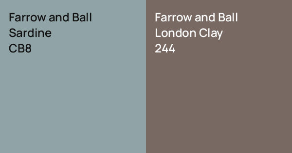 Farrow and Ball Sardine vs. Farrow and Ball London Clay comparison