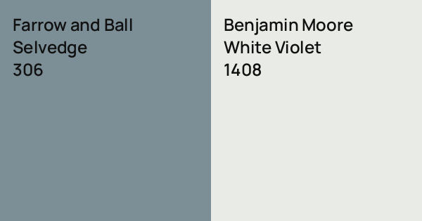 Farrow and Ball Selvedge vs. Benjamin Moore White Violet comparison