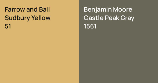 Farrow and Ball Sudbury Yellow vs. Benjamin Moore Castle Peak Gray ...