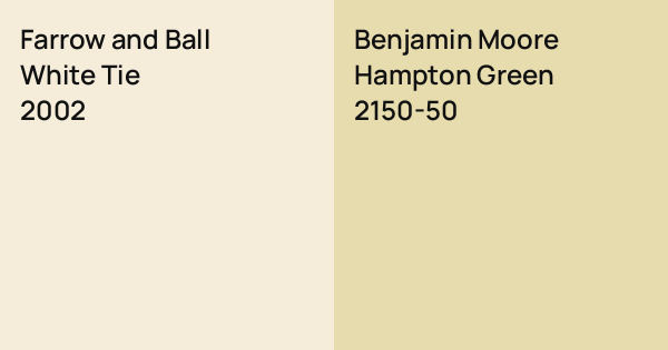 Farrow and Ball White Tie vs. Benjamin Moore Hampton Green comparison