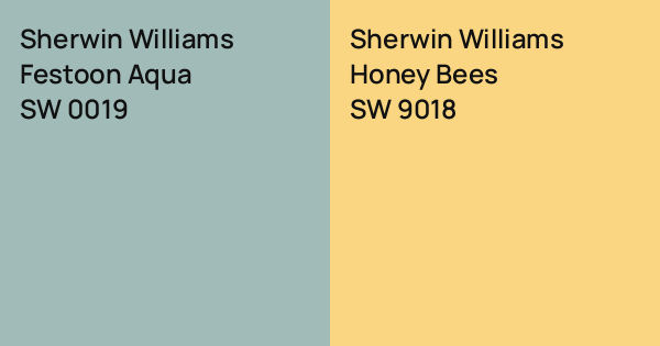 Sherwin Williams Festoon Aqua vs. Sherwin Williams Honey Bees comparison