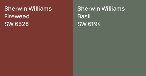 Sherwin Williams Fireweed vs. Sherwin Williams Basil comparison