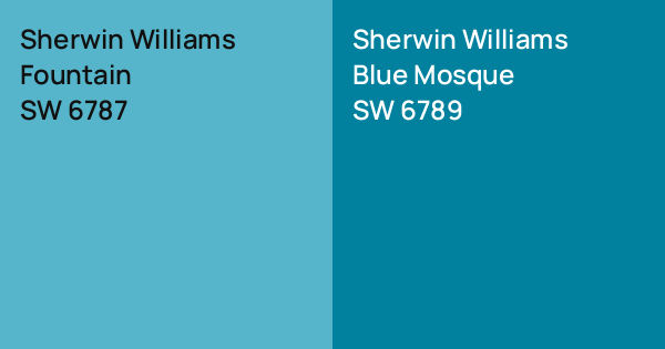 Sherwin Williams Fountain vs. Sherwin Williams Blue Mosque comparison