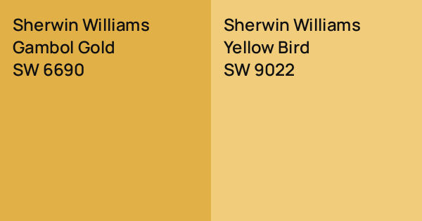 Sherwin Williams Gambol Gold vs. Sherwin Williams Yellow Bird comparison