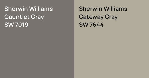 Sherwin Williams Gauntlet Gray vs. Sherwin Williams Gateway Gray comparison