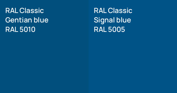 RAL Classic Gentian blue vs. RAL Classic Signal blue comparison