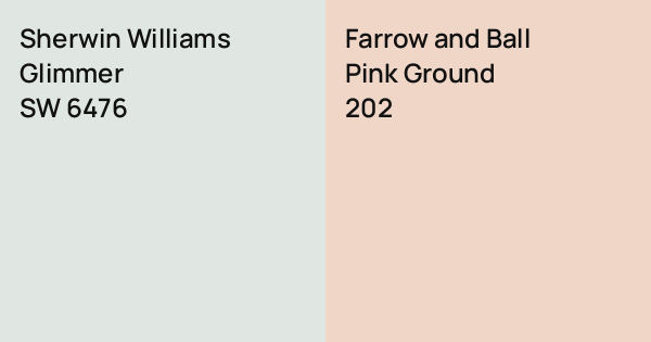 Sherwin Williams Glimmer vs. Farrow and Ball Pink Ground comparison