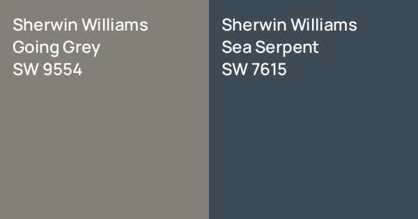 Sherwin Williams Going Grey vs. Sherwin Williams Sea Serpent comparison