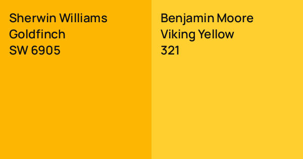 Sherwin Williams Goldfinch vs. Benjamin Moore Viking Yellow comparison