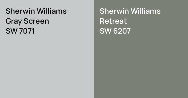 Sherwin Williams Gray Screen vs. Sherwin Williams Retreat comparison