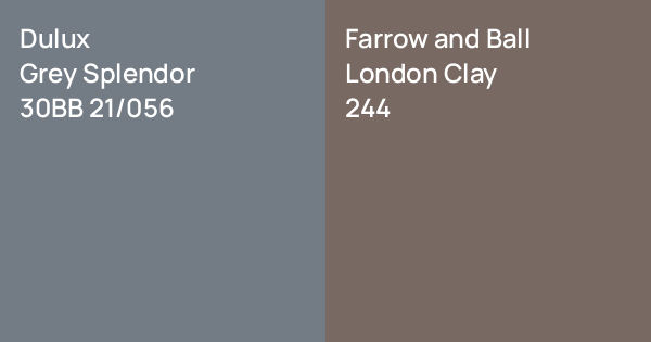 Dulux Grey Splendor vs. Farrow and Ball London Clay comparison