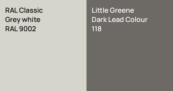 RAL Classic Grey white vs. Little Greene Dark Lead Colour comparison