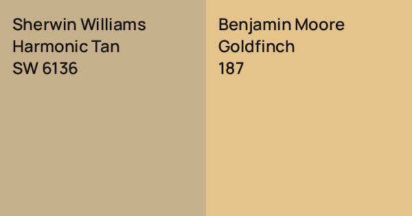 Sherwin Williams Harmonic Tan vs. Benjamin Moore Goldfinch comparison