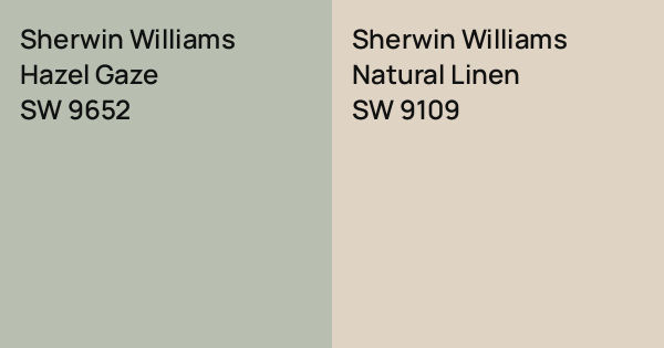 Gaze Color Sherwin Williams Hazel Gaze vs. Sherwin Williams Natural Linen comparison