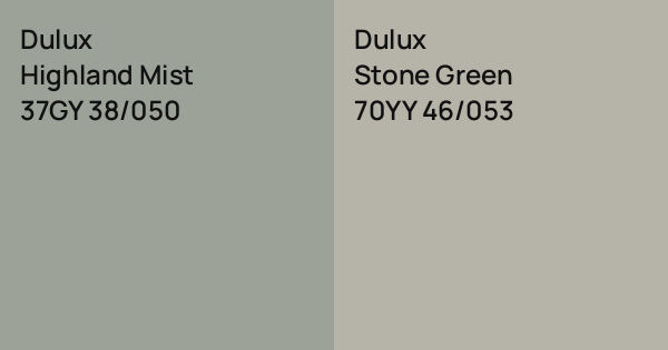 Dulux Highland Mist vs. Dulux Stone Green comparison