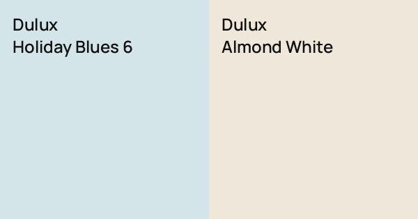 Dulux Holiday Blues 6 vs. Dulux Almond White comparison