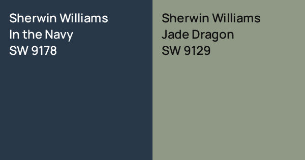 Sherwin Williams In the Navy vs. Sherwin Williams Jade Dragon comparison