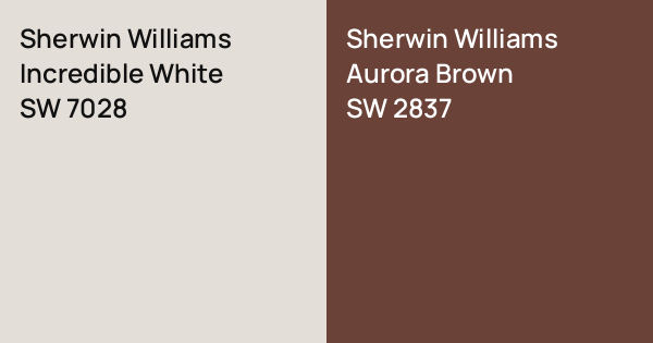 Sherwin Williams Incredible White vs. Sherwin Williams Aurora Brown ...