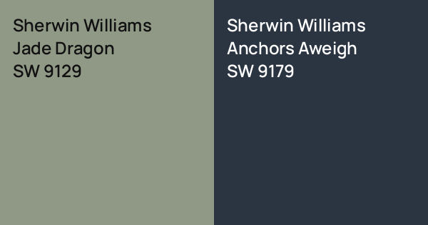 Sherwin Williams Jade Dragon vs. Sherwin Williams Anchors Aweigh comparison