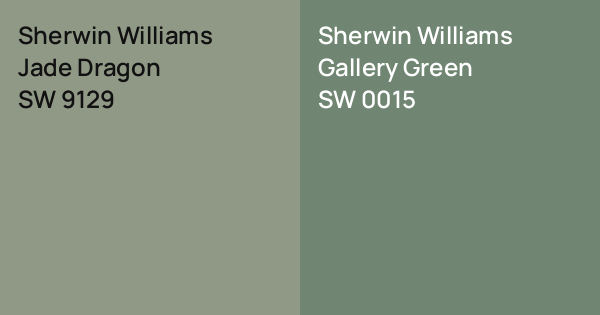 Sherwin Williams Jade Dragon vs. Sherwin Williams Gallery Green comparison