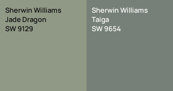 Sherwin Williams Jade Dragon vs. Sherwin Williams Taiga comparison