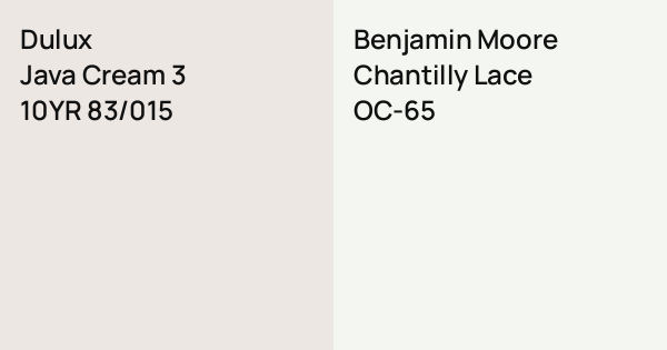 Dulux Java Cream 3 vs. Benjamin Moore Chantilly Lace comparison