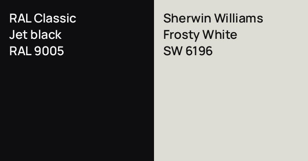 RAL Classic Jet black vs. Sherwin Williams Frosty White comparison