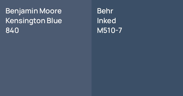Benjamin Moore Kensington Blue vs. Behr Inked comparison