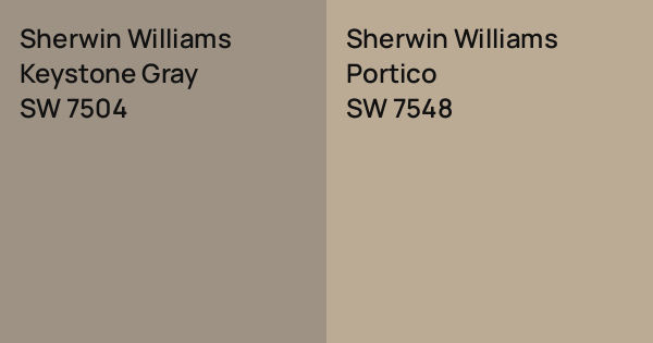 Sherwin Williams Keystone Gray vs. Sherwin Williams Portico comparison