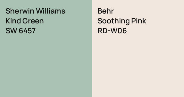 Sherwin Williams Kind Green vs. Behr Soothing Pink comparison
