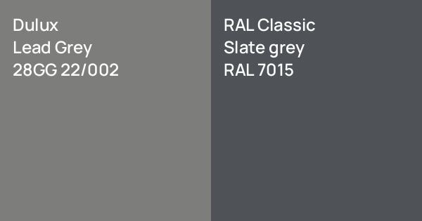 Dulux Lead Grey vs. RAL Classic Slate grey comparison