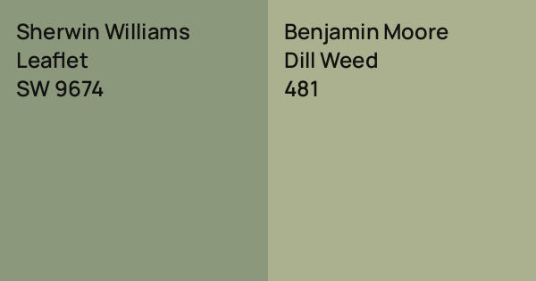 Sherwin Williams Leaflet vs. Benjamin Moore Dill Weed comparison