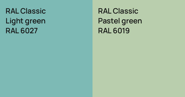 Light Green Ral Code RAL Classic Light green vs. RAL Classic Pastel green comparison