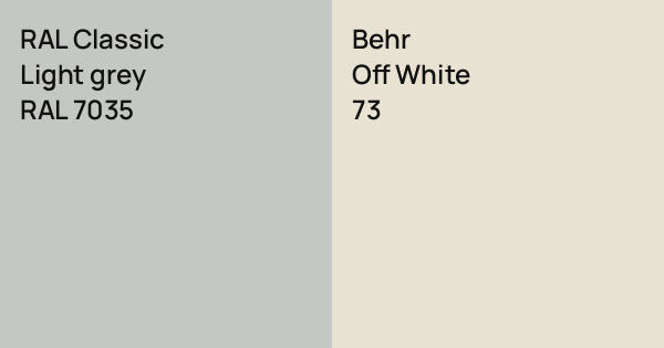 RAL Classic Light grey vs. Behr Off White comparison