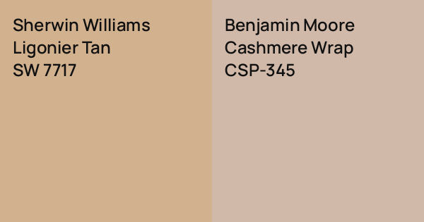 Sherwin Williams Ligonier Tan vs. Benjamin Moore Cashmere Wrap comparison
