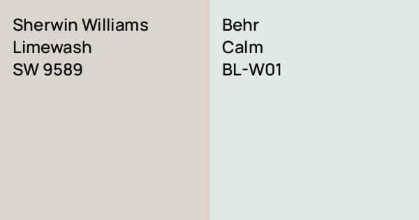 Sherwin Williams Limewash vs. Behr Calm comparison