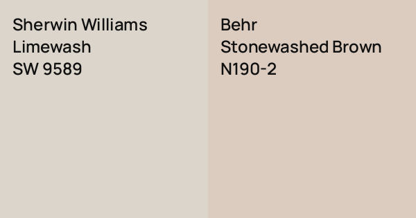 Sherwin Williams Limewash vs. Behr Stonewashed Brown comparison