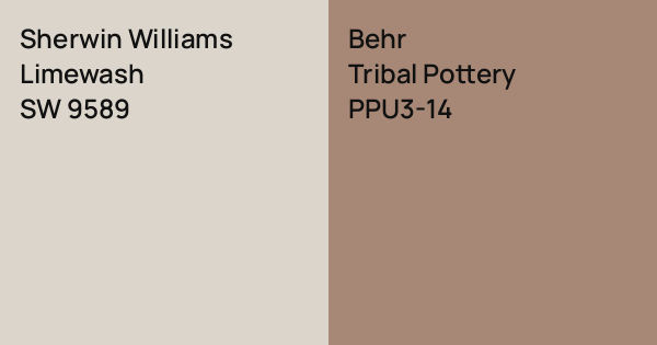 Sherwin Williams Limewash vs. Behr Tribal Pottery comparison